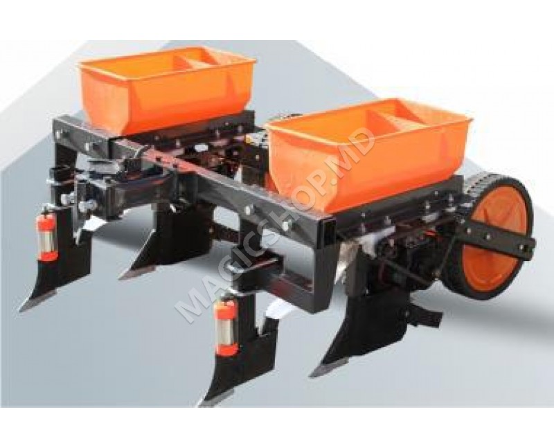 Semănătoare 2 rânduri pentru motocultor, cu distribuitor de îngrășăminte